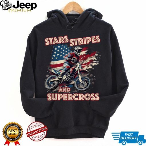 Dirt Bike USA Flag _ Stars Stripes Motorcross Motorbike T Shirt