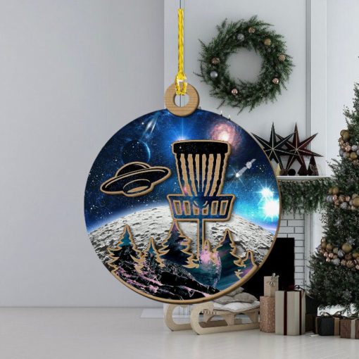 Disc Golf UFO Wood Christmas Ornament