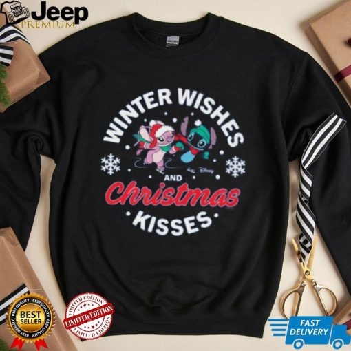 Disney Lilo Stitch Winter Wishes And Christmas Kisses Unisex Shirt