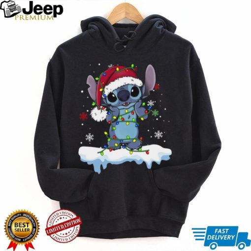 Disney Lilo and Stitch Santa Christmas Lights Shirt