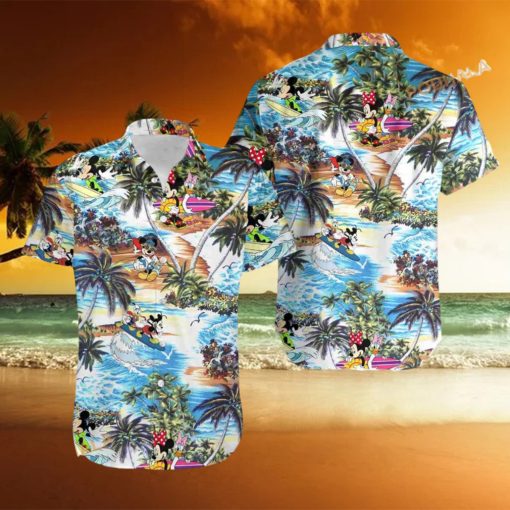 Disney Mickey Mouse Surfing Tropical Hawaiian Shirt