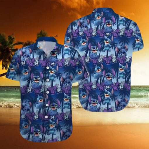 Disney Stitch Hawaiian Shirt Palm Trees Pattern