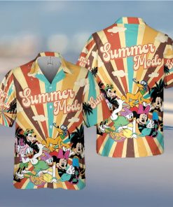 Disney Summer Retro Hawaiian Shirt Mickey And Friends Family Vacation Button Tee