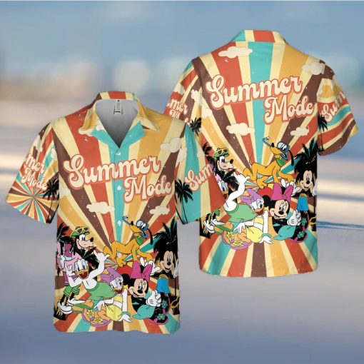 Disney Summer Retro Hawaiian Shirt Mickey And Friends Family Vacation Button Tee