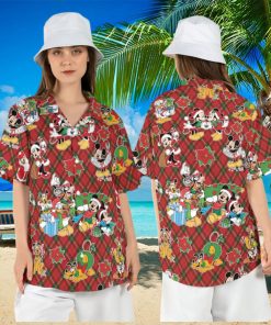 Disneyland Disney Christmas Hawaiian Shirts Mickey Friends Xmas Tree Aloha