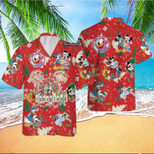 Disneyland Hawaiian Christmas Mickey Friends Holiday Disney Button Up Shirt