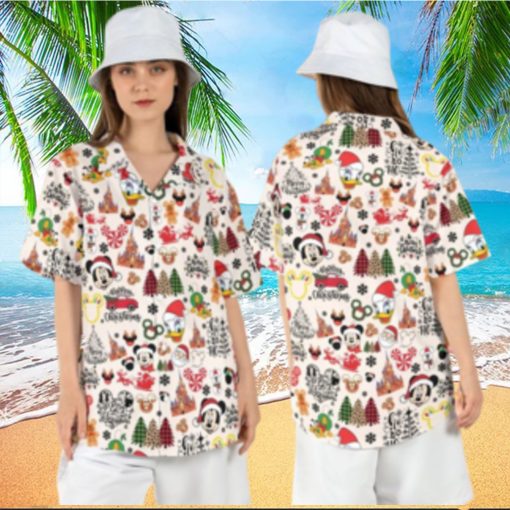 Disneyland Mickey Friends Merry Christmas Hawaiian Shirts Xmas Ho Ho Aloha