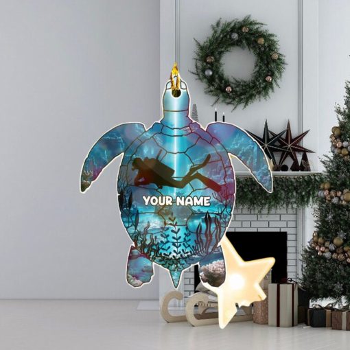 Diver And Turtle Personalized Acrylic Ornament