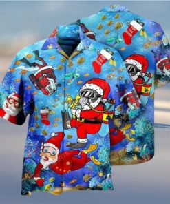 Diving Santa Claus Hawaiian Shirt, Funny Christmas Gift Ideas