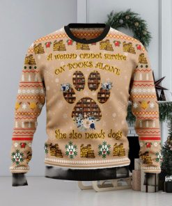 Dog And Book Lover Christmas Ugly Sweater