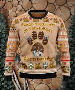 Dog And Book Lover Ugly Christmas Sweater Gift Men Women