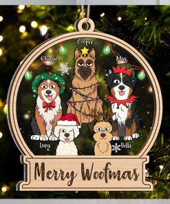 Dog Lovers Merry Woofmas Christmas Gift For Dog Lovers Personalized 2 Layered Mix Ornament