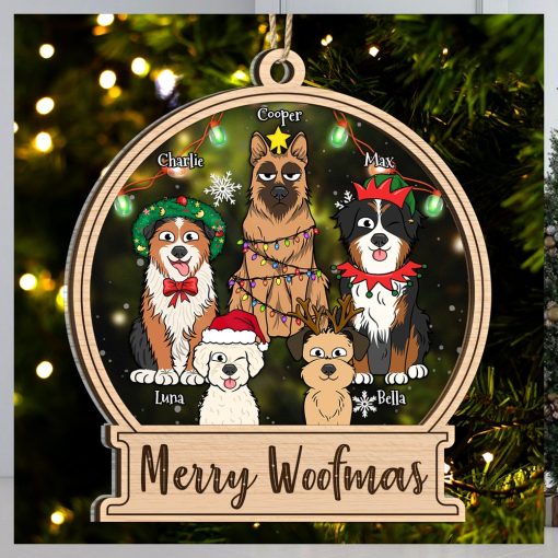 Dog Lovers Merry Woofmas   Christmas Gift For Dog Lovers   Personalized 2 Layered Mix Ornament