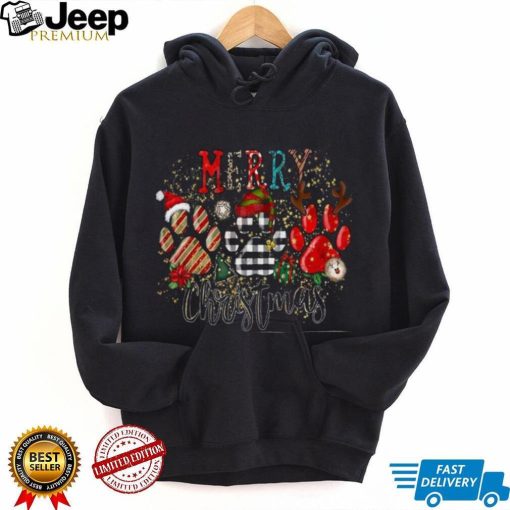 Dog Mom Christmas Sweatshirt, Dog Paws Holiday Edition