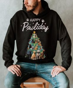 Dog Paw Tree Christmas Happy Holiday Shirt