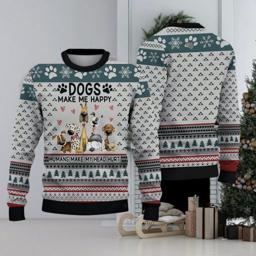 Dogs Ugly Christmas Sweater Make Me Happy