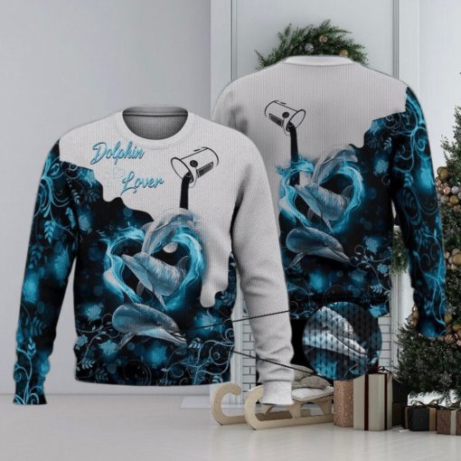 Dolphin Lover Blue Nature Trending Shirts 3D Ugly Sweater Christmas Gift Sweater