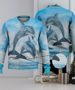 Dolphin Ocean Blue Sky 3D Full Print Ugly Sweater Christmas Gift Sweater