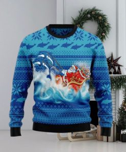 Dolphin Riding The Waves With Santa Ugly Sweater For Christmas