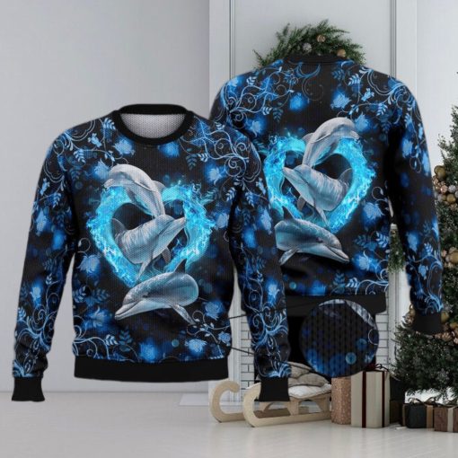 Dolphins Heart 3D Full Print Ugly Sweater Christmas Gift Sweater