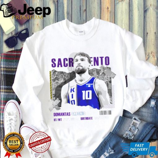 Domantas Sabonis Sacramento Kings basketball player information paper shirt