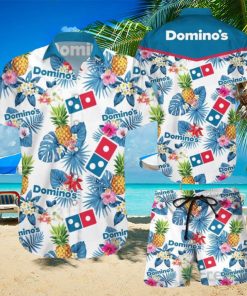 Domino’s Pineapple Kitchen Tropical Flower Aloha Hawaiian Shirt & Short For Men And Women