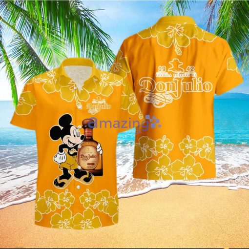 Don Julio Funny Mickey Mouse Hibicus Flower Hawaiian Shirt And Shorts