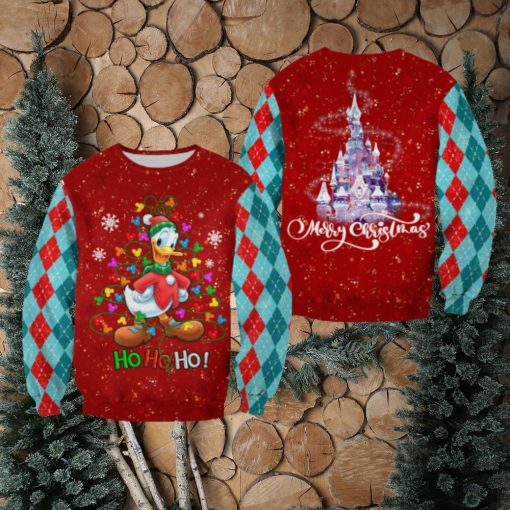 Donald Duck Pattern Xmas Red Blue Christmas Disney Cartoon Sweaters Matching Christmas Shirt For Family