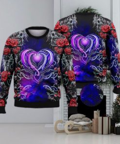 Dragon Love Roses Trending Shirts For Friends 3D Ugly Sweater Christmas Gift Sweater