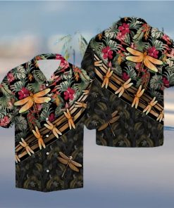 Dragonfly Floral Hawaiian Summer Beach Shirt