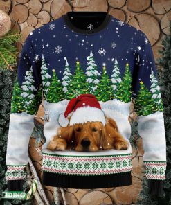 Dreaming Golden Retriever Under Snow Ugly Christmas Sweater Family Christmas Gift