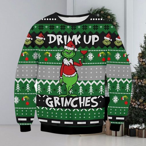 Drink Up Grinch Ugly Christmas Sweater Xmas 3D Printed Christmas Sweater Gift