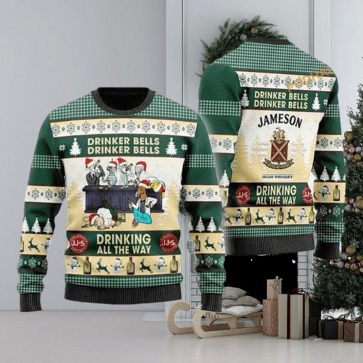 Drinker Bells Jameson Irish Whiskey Xmas 3D Matching Christmas Sweater