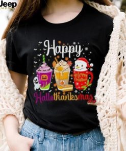 Drinks happy Hallothanksmas Halloween Thanksgiving Christmas T Shirt