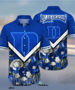 Duke Blue Devils NCAA Flower Unisex Full Printed Hawaiian Shirt