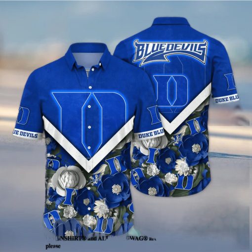 Duke Blue Devils NCAA Flower Unisex Full Printed Hawaiian Shirt