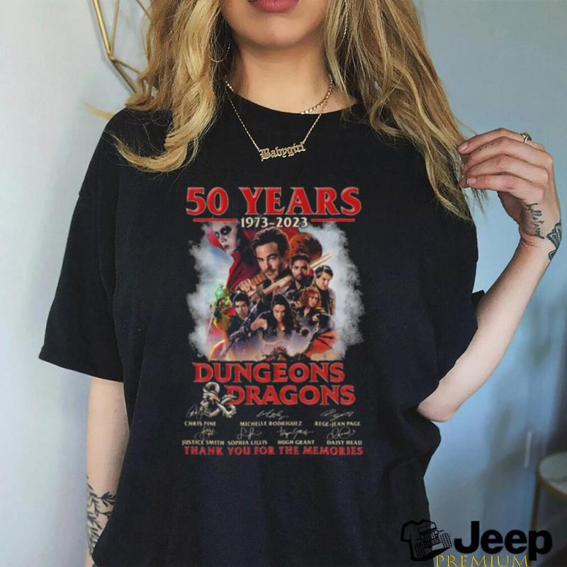 Dungeons and Dragons 50 years 1973 2023 thank you for the memories signatures shirt