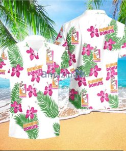 Dunkin Donuts Hibiscus Flower Pattern Hawaiian Shirt And Short For Men And Women