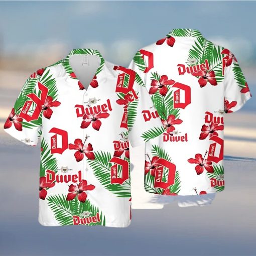 Duvel Beer Hibiscus Flower Pattern Hawaiian Shirt Beach Lovers Gift