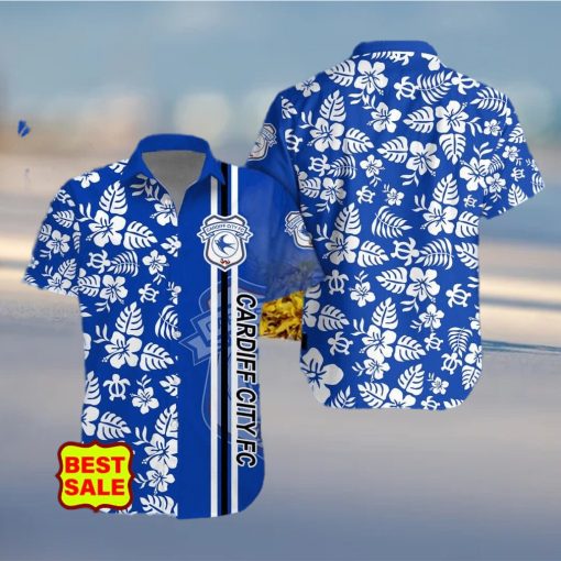 EFL Fans Cardiff City FC Logo Hibiscus Pattern Hawaiian Shirt And Short Set