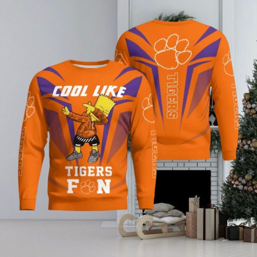 Cute Cool Like Clemson Tigers Fan Bart Simpson Dab Ugly Christmas Sweater