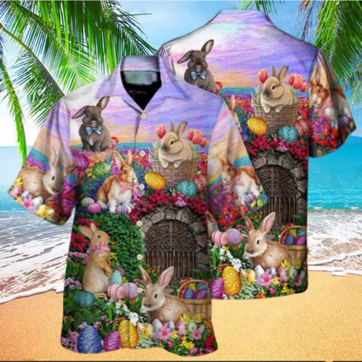 Easter Rabbit Chilling Landscape Watercolor Style Hawaiian Shirt