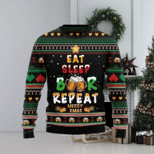 Eat Sleep Beer Ugly Sweater