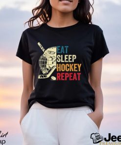 Eat Sleep Hockey Repeat Kids Adult Ice Hockey Retro Vintage T Shirt