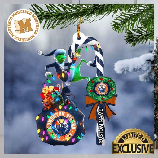 Edmonton Oilers NHL Grinch Candy Cane Personalized Xmas Gifts Christmas Tree Decorations Ornament_8321911 1