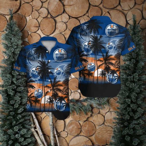 Edmonton Oilers Short Sleeve Button Up Tropical Shirt Hawaiian Shirt