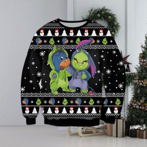 Eeyore And Grinch Funny 3D Print Ugly Christmas Sweater