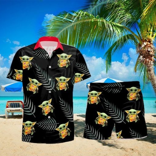 Eggo Baby Yoda Hug Hawaiian Shirt And Shorts Gift Hawaiian  shirt