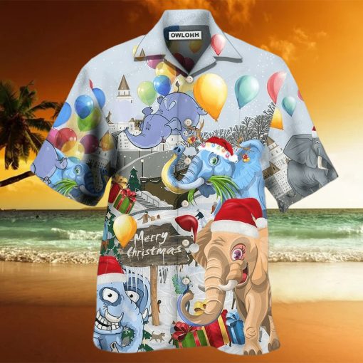 Elephant Funny Having Fun On Christmas Day Awesome Hawaiian Shirt