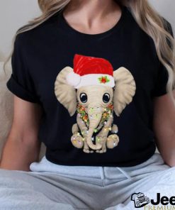 Elephant hat santa light merry christmas shirt